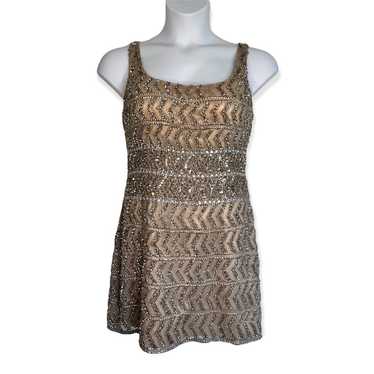 Scala Gold Sequin Sleeveless Silk Mini Dress Form… - image 1