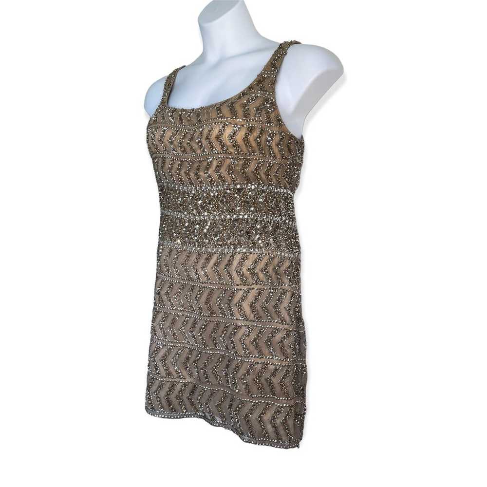Scala Gold Sequin Sleeveless Silk Mini Dress Form… - image 3