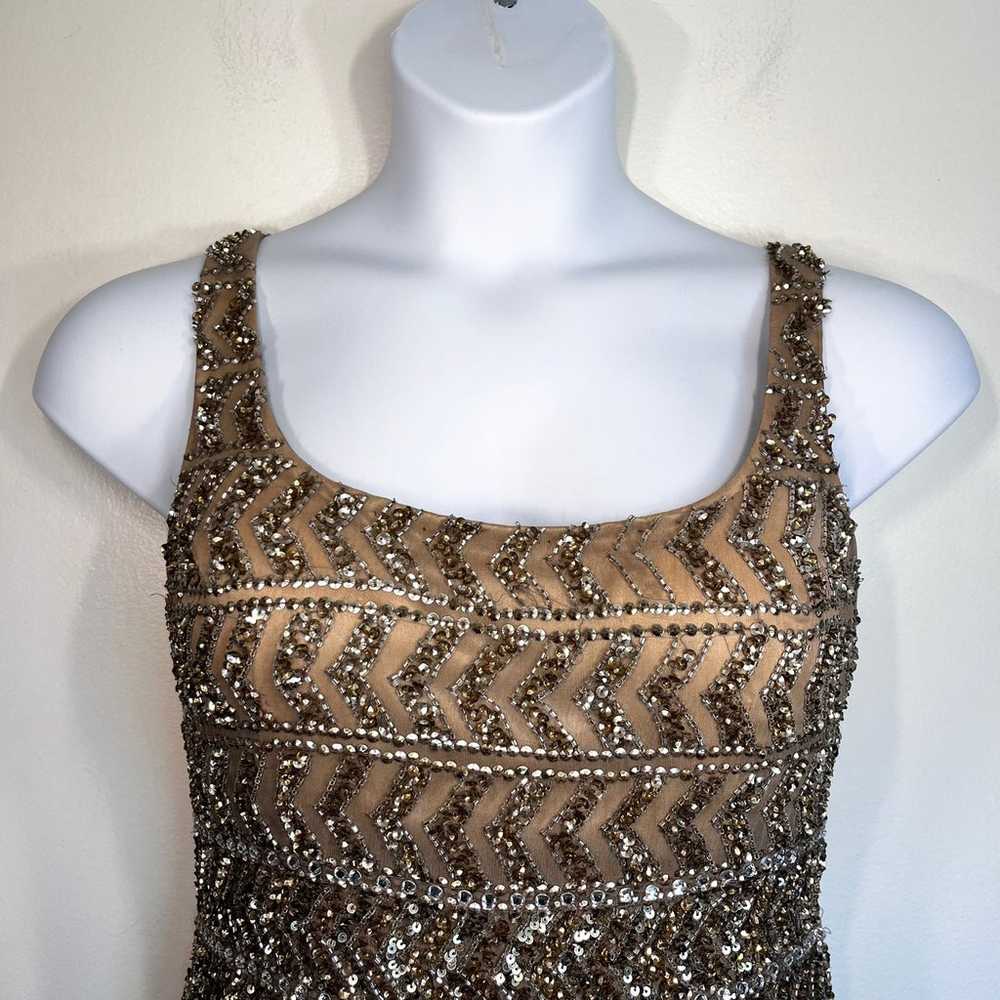 Scala Gold Sequin Sleeveless Silk Mini Dress Form… - image 4