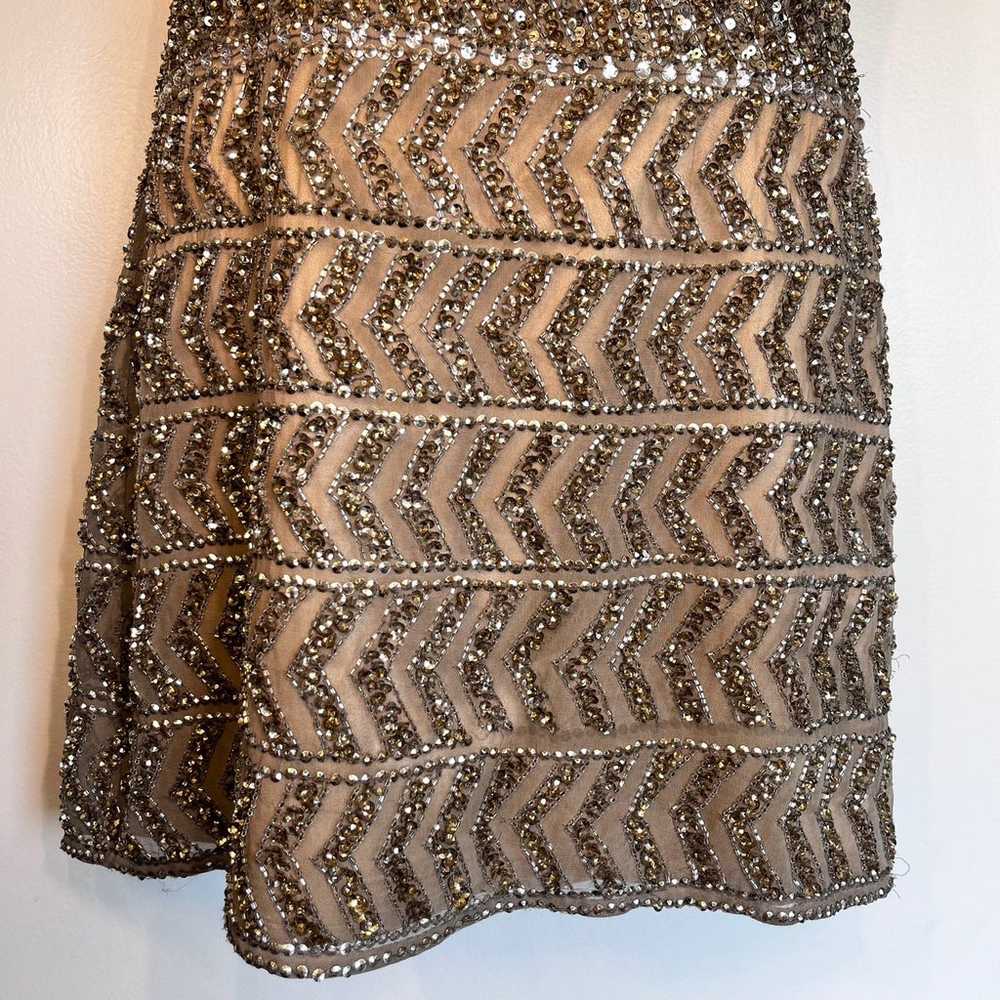 Scala Gold Sequin Sleeveless Silk Mini Dress Form… - image 5