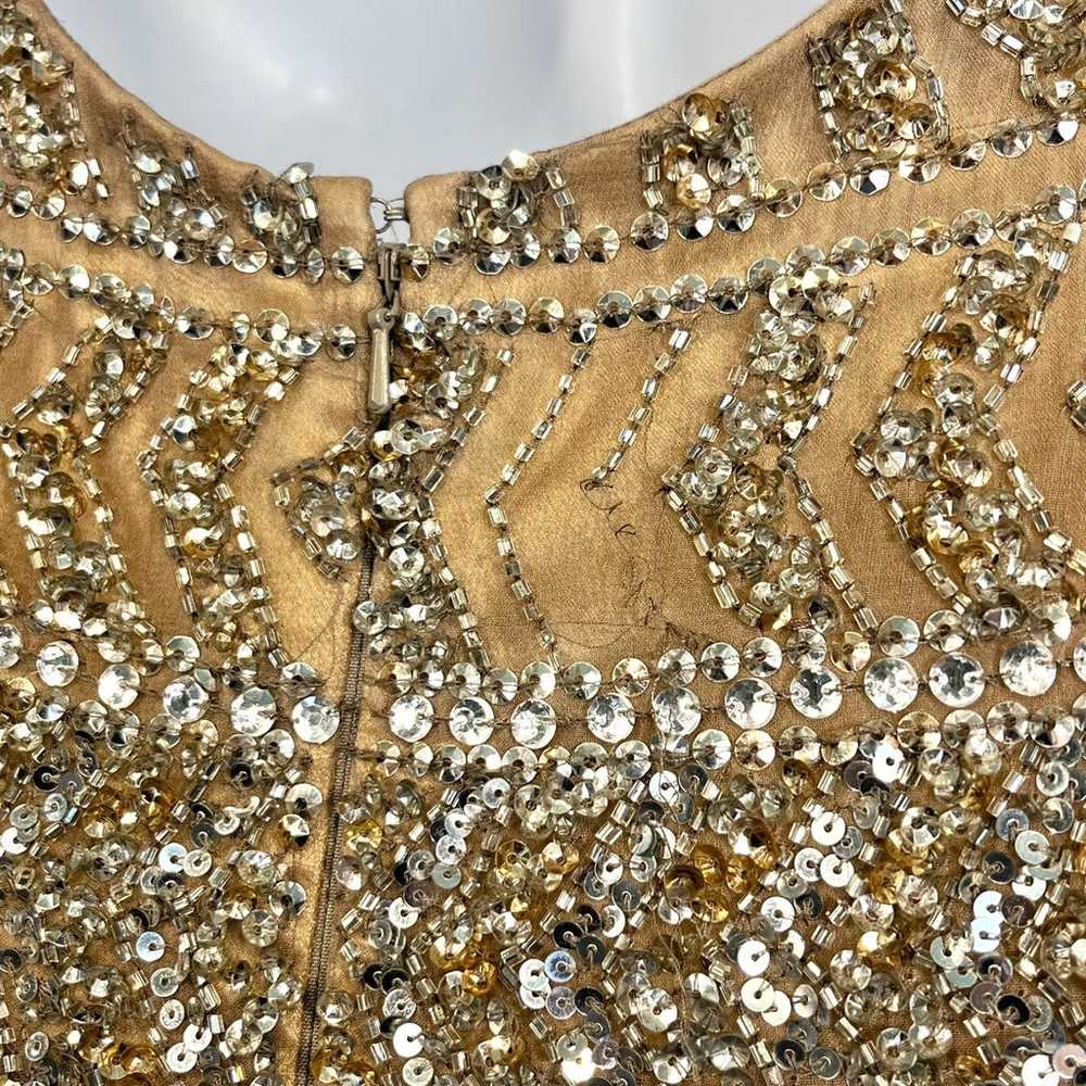 Scala Gold Sequin Sleeveless Silk Mini Dress Form… - image 7
