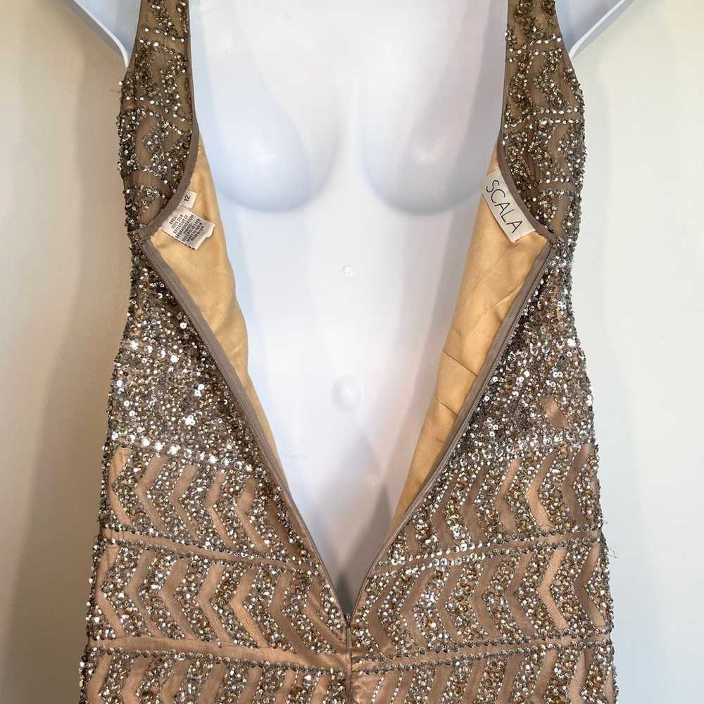 Scala Gold Sequin Sleeveless Silk Mini Dress Form… - image 9