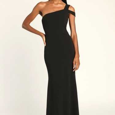 Make an Entrance Black One-Shoulder Mermaid Maxi … - image 1