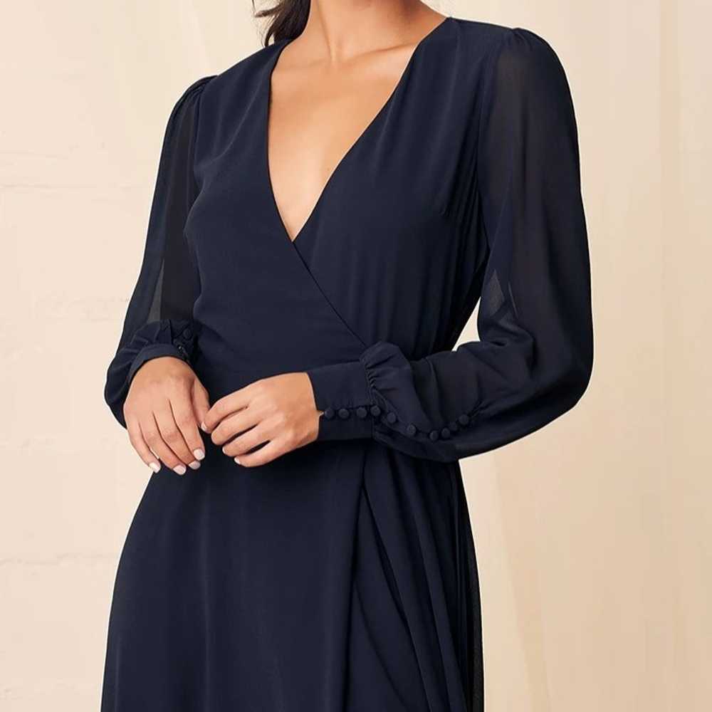 My Whole Heart Dark Navy Blue Long Sleeve Wrap Dr… - image 3