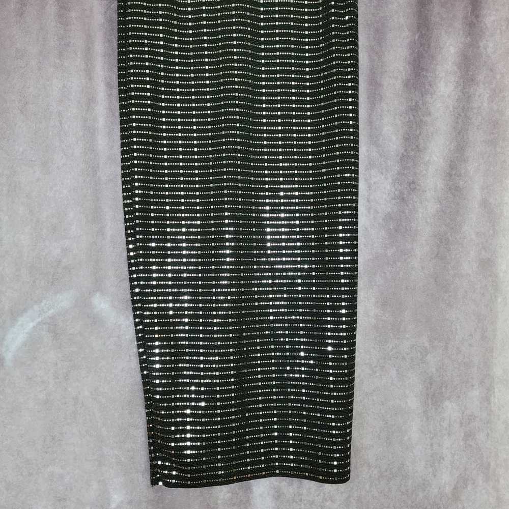 Women shiny, stretchy Silver and black Long Dress - image 3