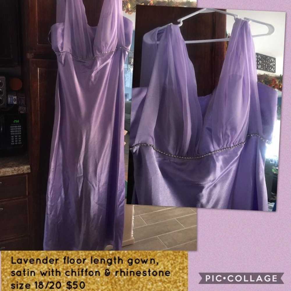 Light Purple Satin & Chiffon Gown - image 1