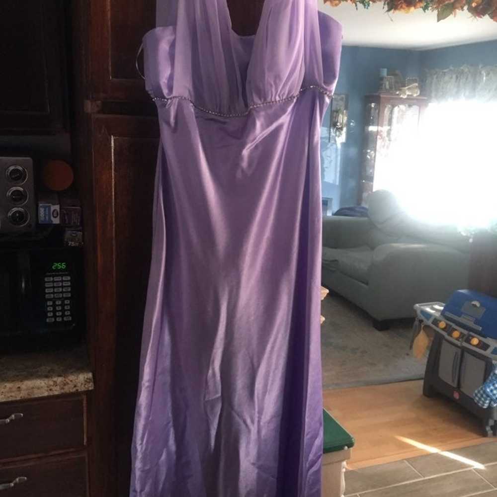 Light Purple Satin & Chiffon Gown - image 2