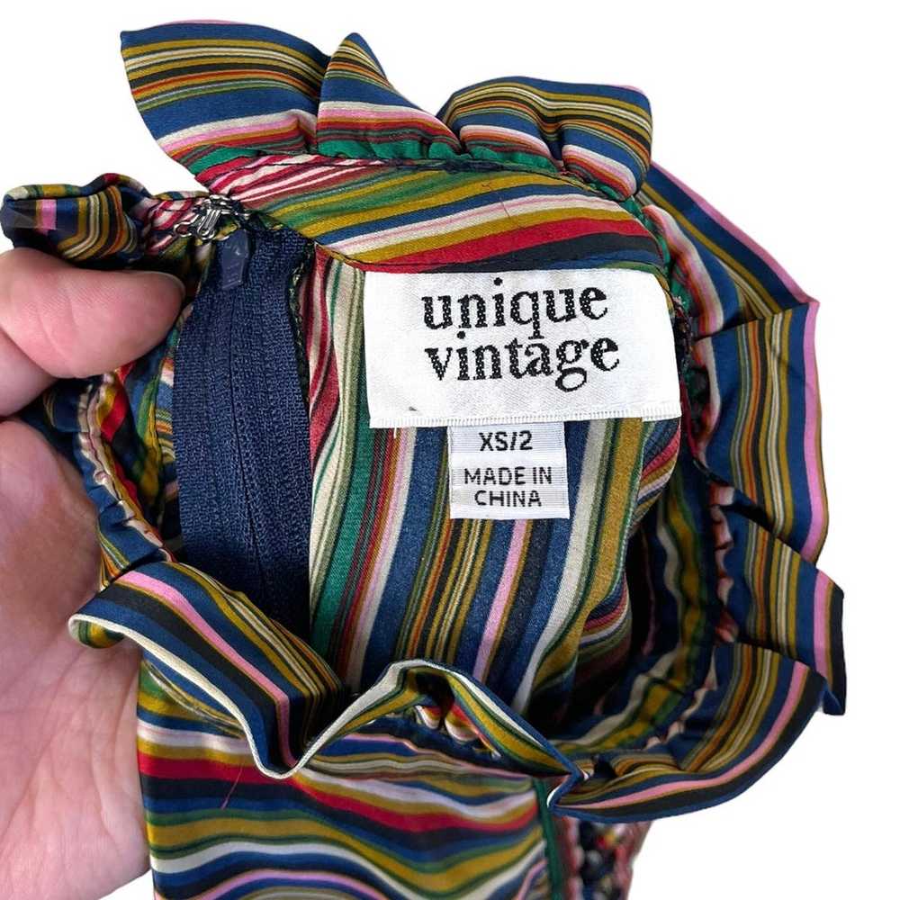 Unique Vintage Rainbow Multicolored Striped Satin… - image 5