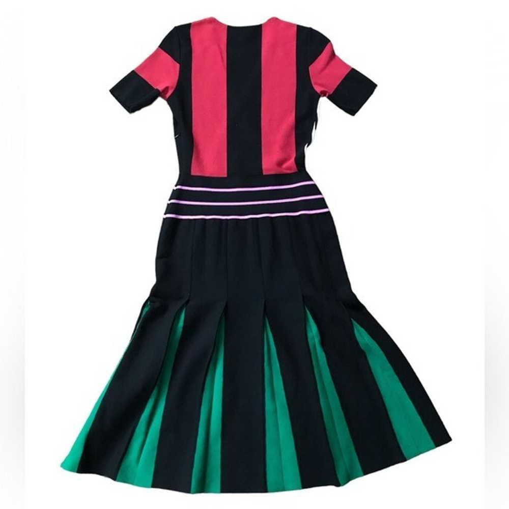 Tomas Maier Deep V Block Stripe A-Line Dress - Si… - image 5