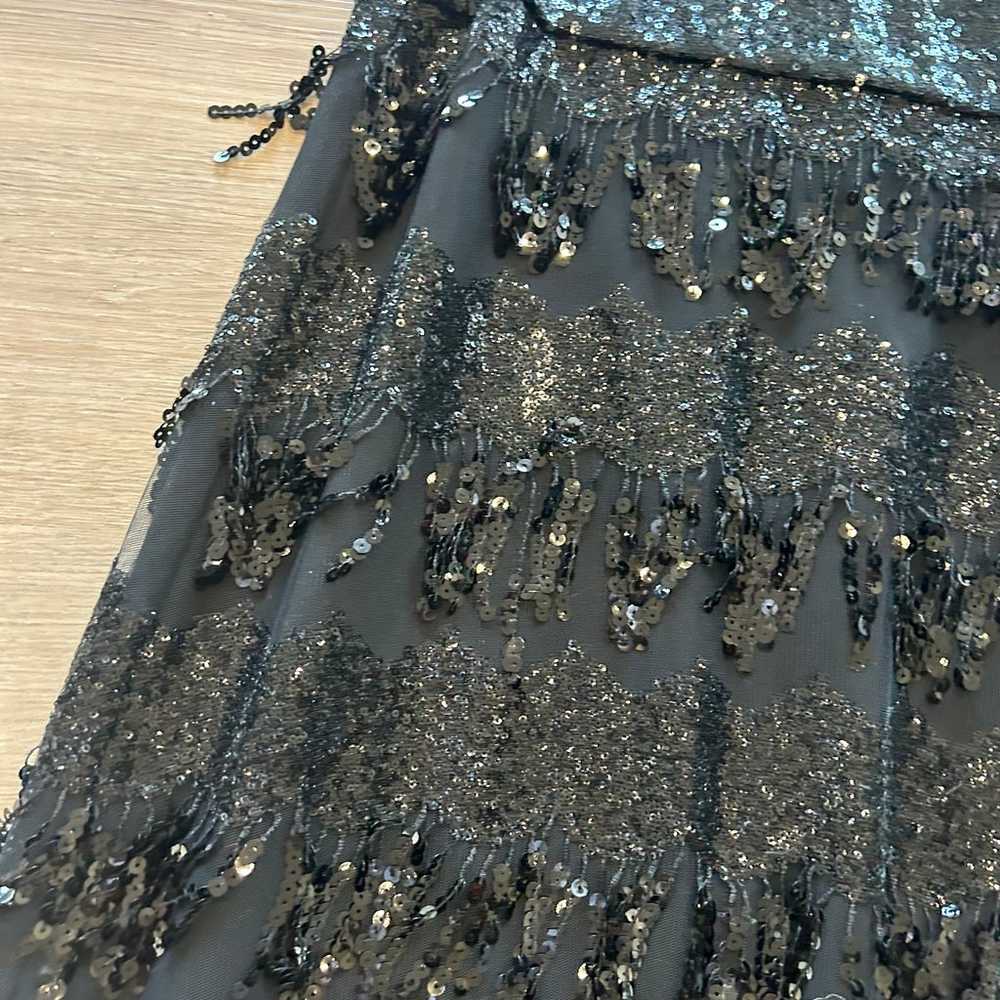 Cachet Black Sequin Fringe Prom Dress - image 3