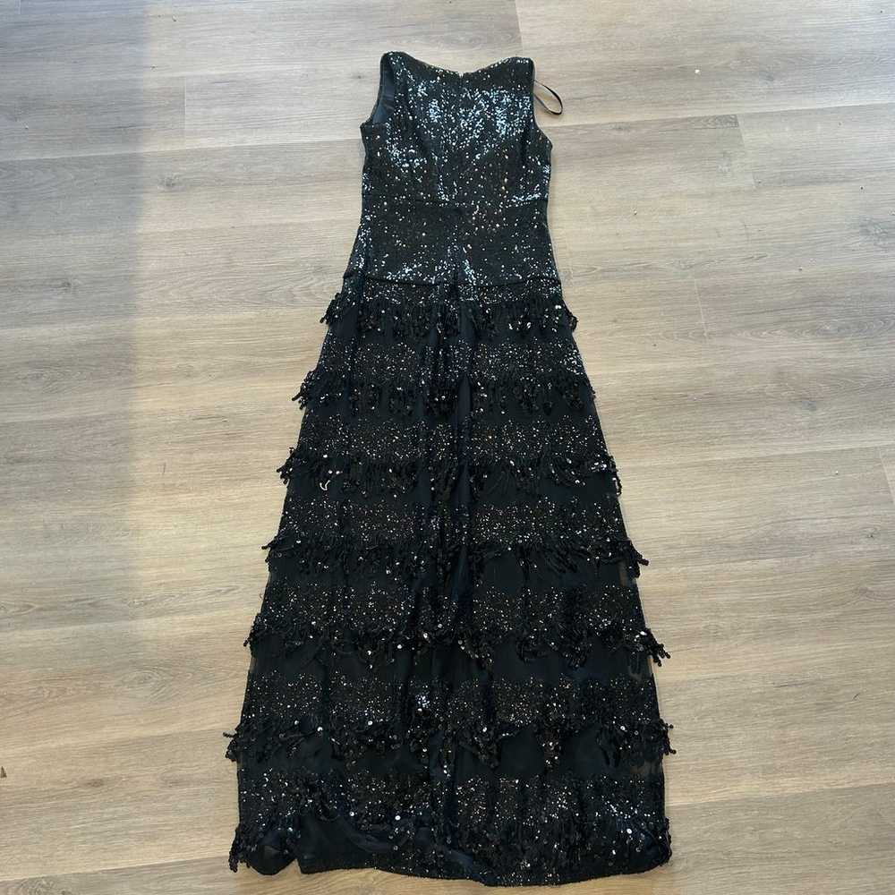 Cachet Black Sequin Fringe Prom Dress - image 4