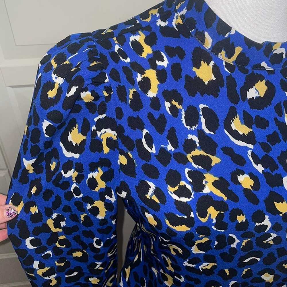 Rahi Sophie Blue Leopard Print Ruffled Long sleev… - image 2