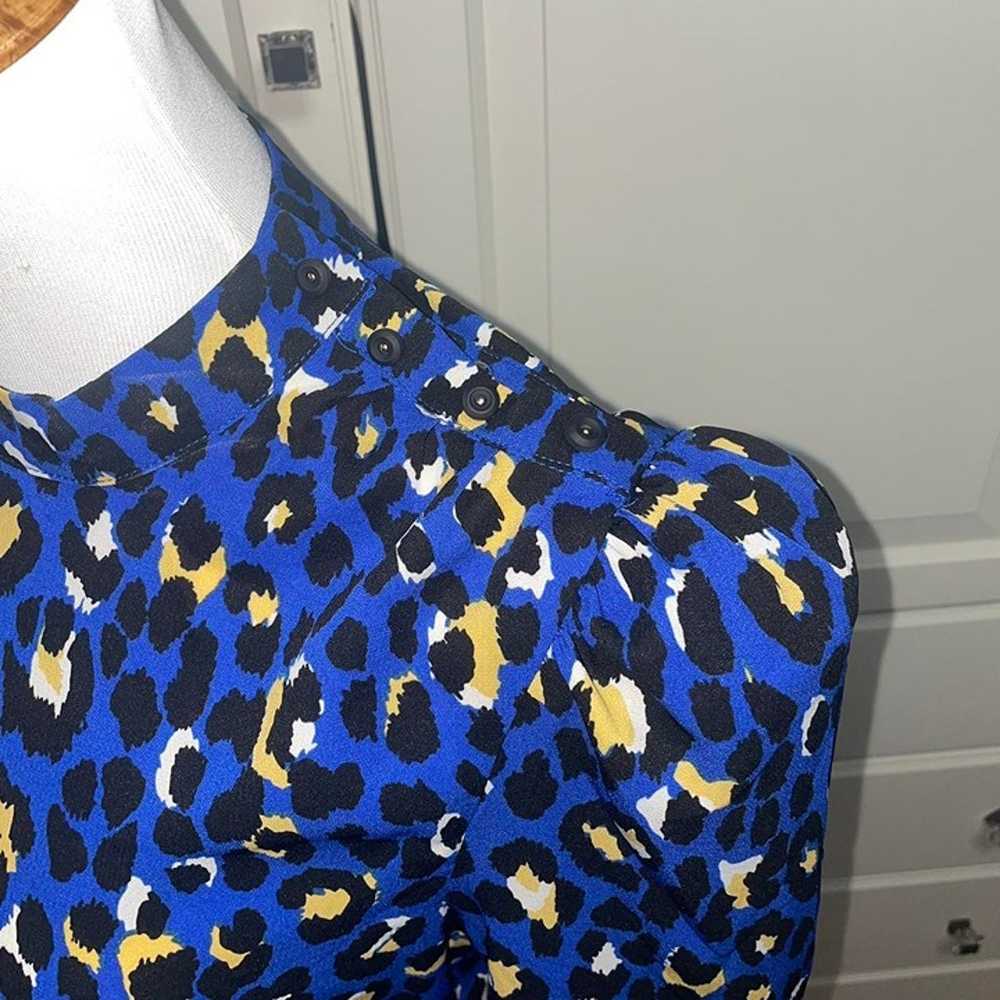 Rahi Sophie Blue Leopard Print Ruffled Long sleev… - image 3