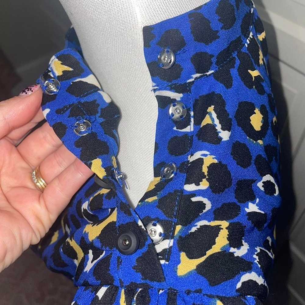 Rahi Sophie Blue Leopard Print Ruffled Long sleev… - image 4