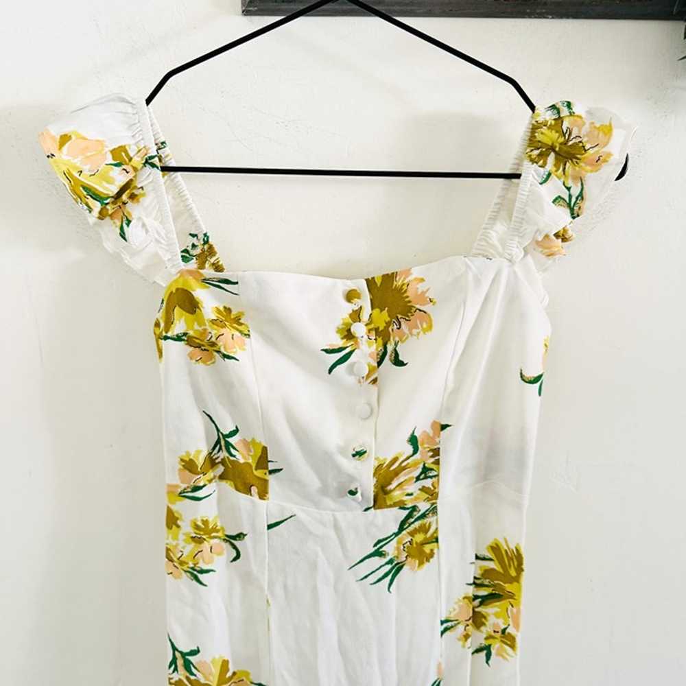 Flynn Skye White Green Floral Bardot Maxi Dress S - image 2