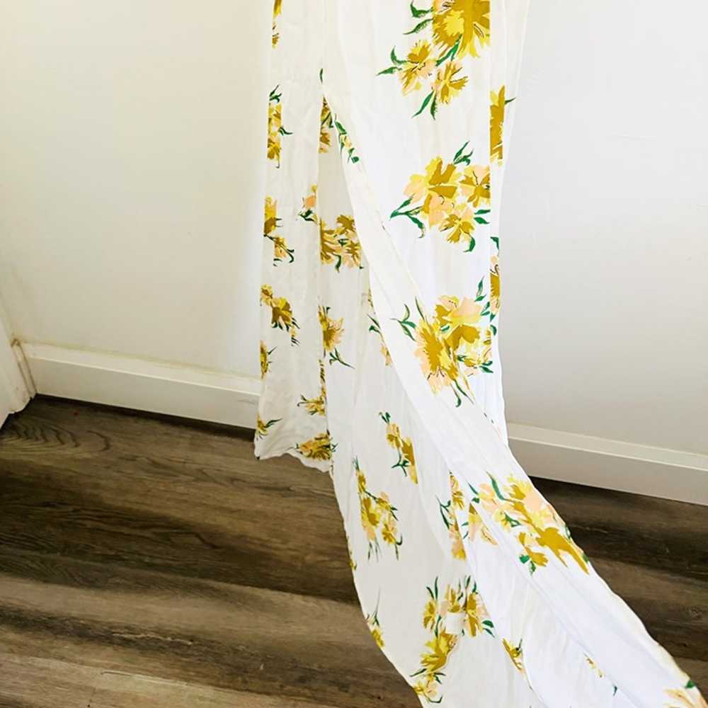 Flynn Skye White Green Floral Bardot Maxi Dress S - image 5