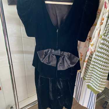 Stunning Black Velvet Vintage Holiday Dress - image 1