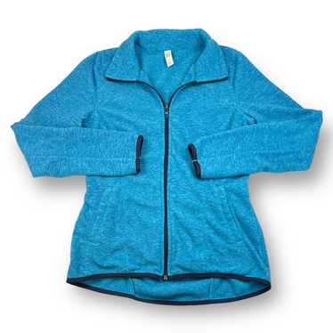 ERIN SNOW Gray Blue Stripe Full Zip Wool Blend Jacket Size Large EUC