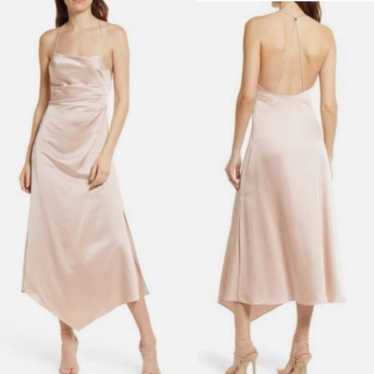 Significant Other Pink Satin One Another Midi Dres