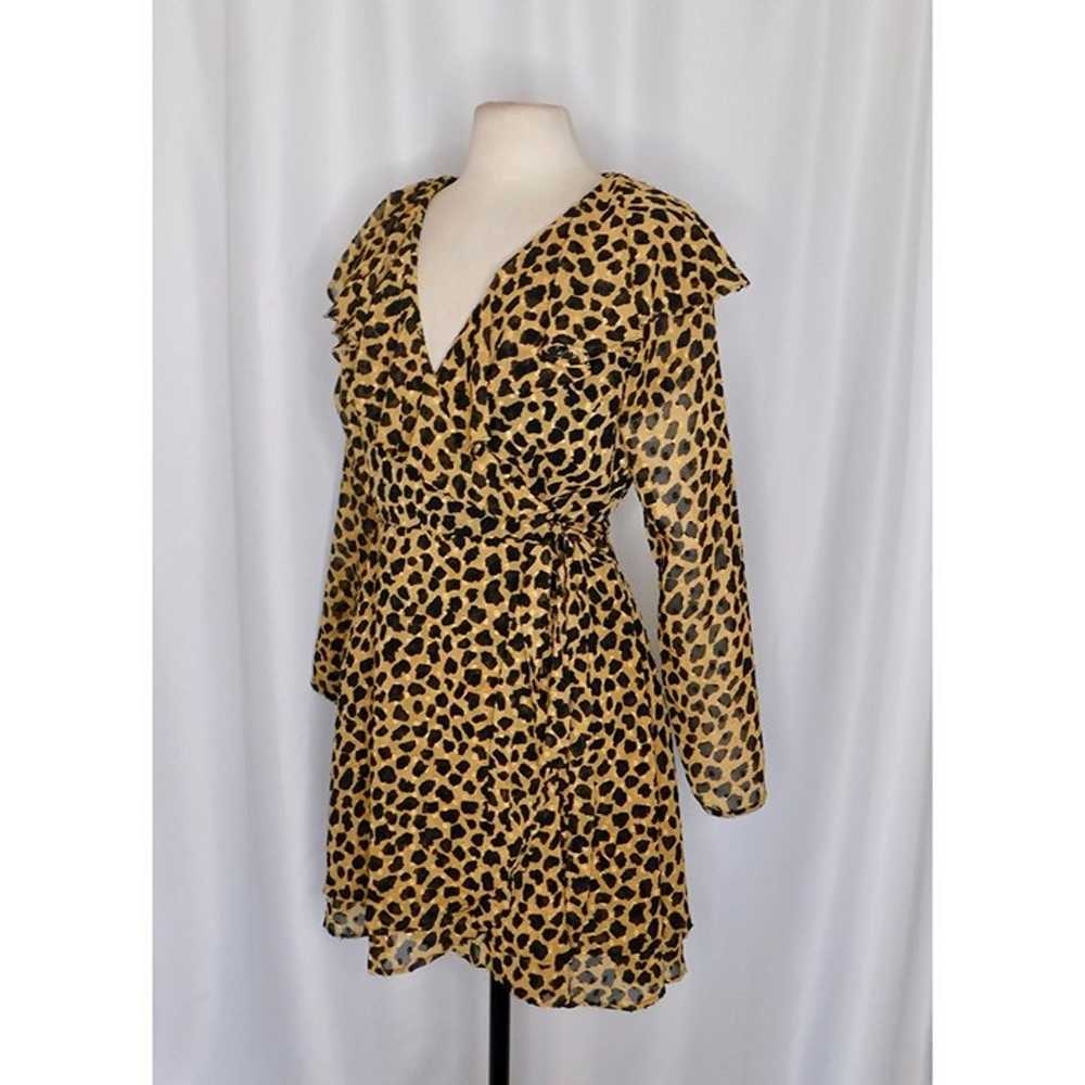 FREE PEOPLE Leopard Print Frenchie Mini Wrap Dres… - image 4