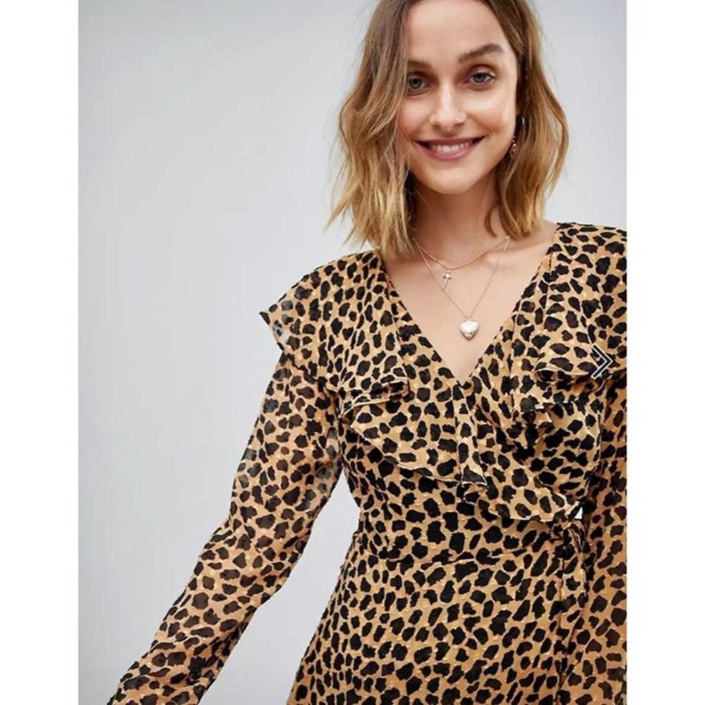 FREE PEOPLE Leopard Print Frenchie Mini Wrap Dres… - image 6