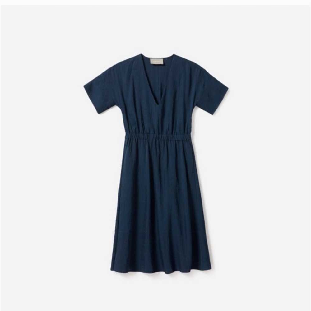Everlane Japanese Goweave light V Neck Blue dress… - image 3