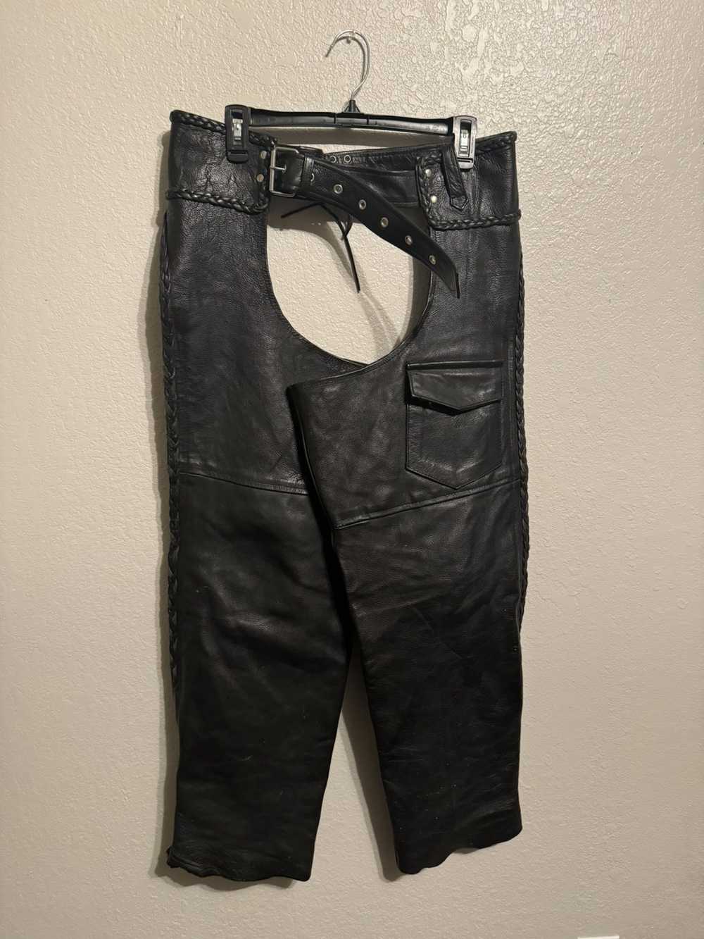 Vintage Black Leather Chaps - image 1