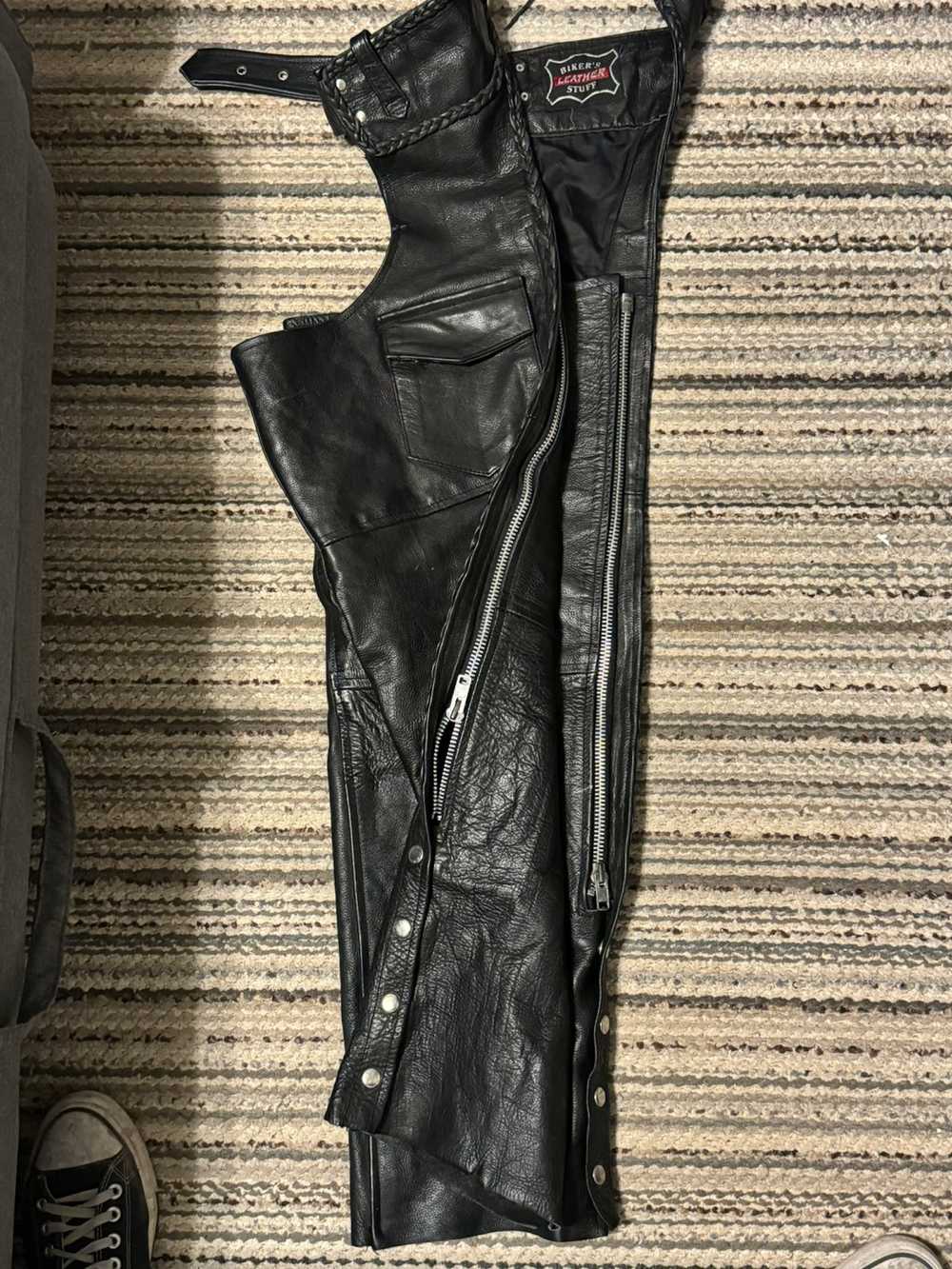 Vintage Black Leather Chaps - image 4