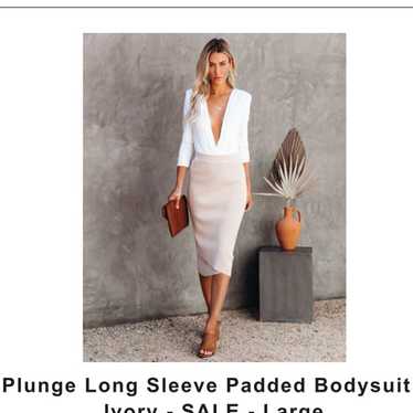 2 Plunge Long Sleeve Padded Bodysuit - image 1