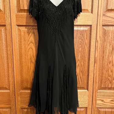 Vintage J Laxmi Beaded Chiffon Lined Dress 14 Mid… - image 1