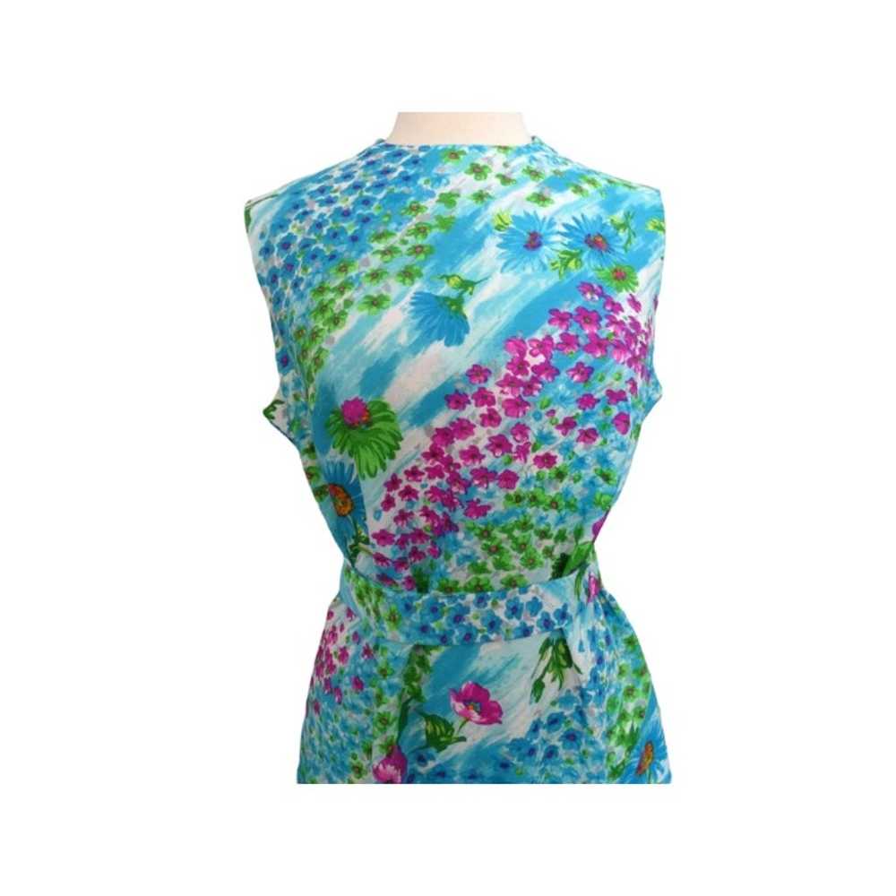 Vintage 1960s Floral Sheath Day Dress Sleeveless … - image 12