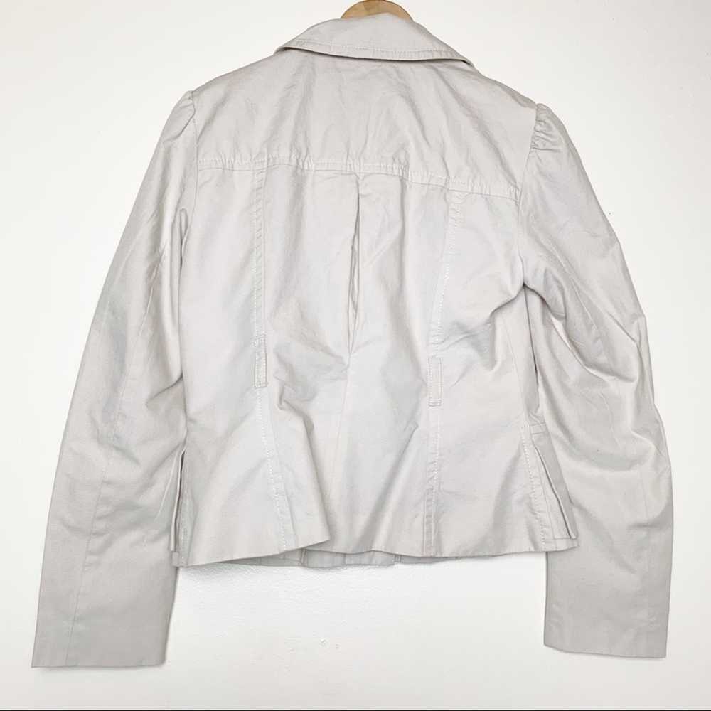 Loft Loft Stone Twill Ruffle Button Front Jacket … - image 2
