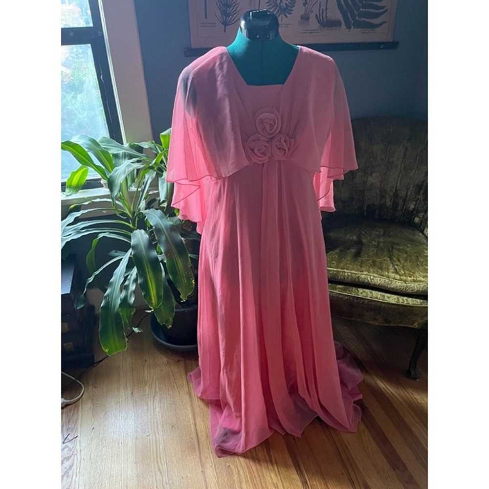 Vintage 60s Pink Ethereal Chiffon Drapey Sleevele… - image 1