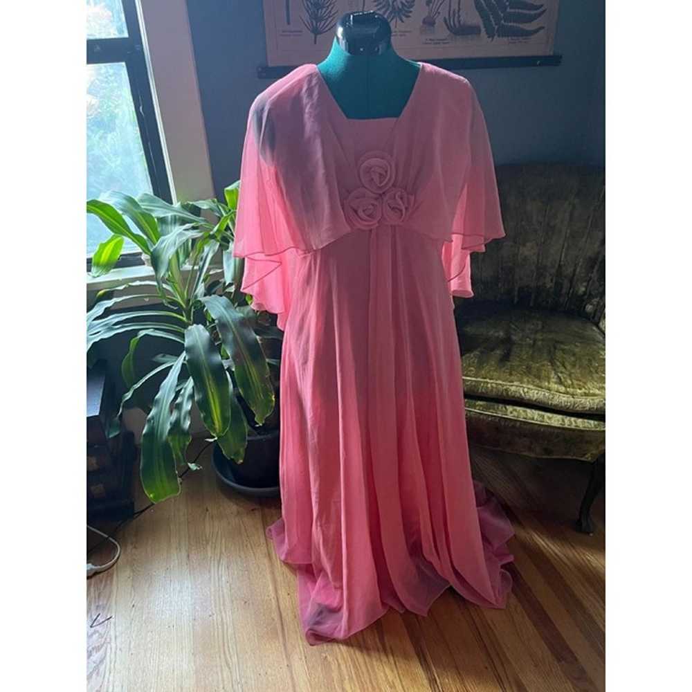 Vintage 60s Pink Ethereal Chiffon Drapey Sleevele… - image 5