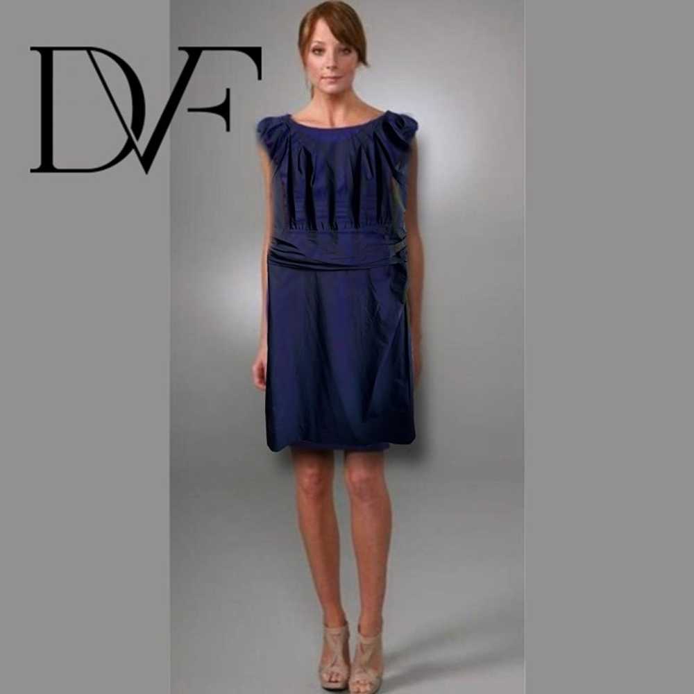 Diane Von Furstenberg DVF Blue Jamila Ruched Dres… - image 10