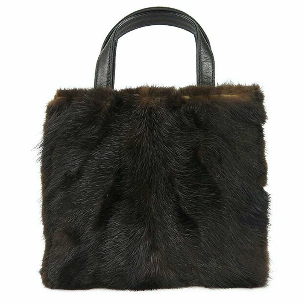 Loewe LOEWE nappa leather mink fur handbag black … - image 1