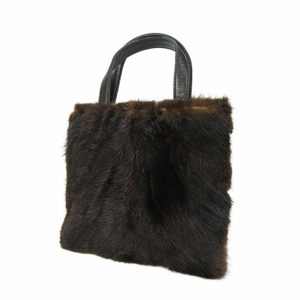 Loewe LOEWE nappa leather mink fur handbag black … - image 2