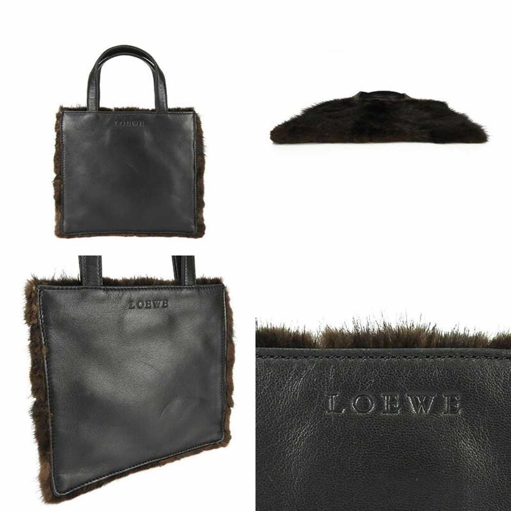 Loewe LOEWE nappa leather mink fur handbag black … - image 3