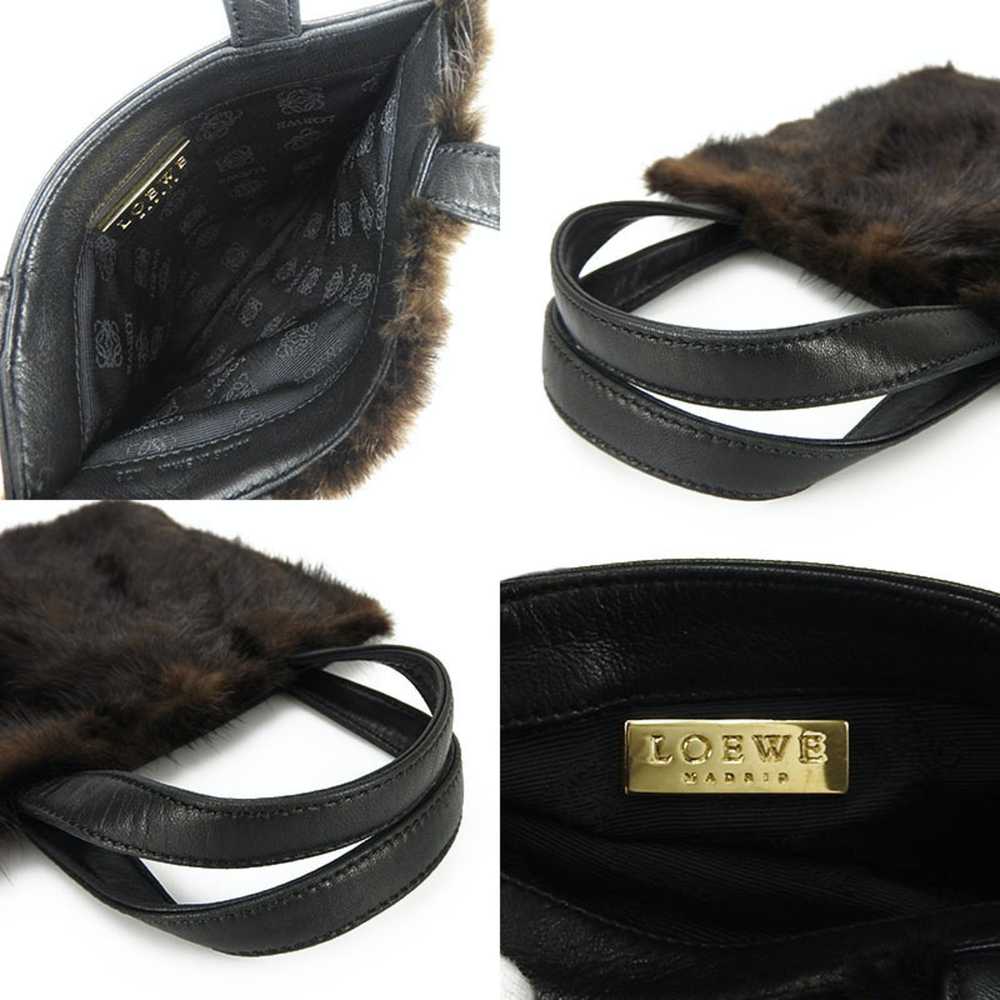 Loewe LOEWE nappa leather mink fur handbag black … - image 5