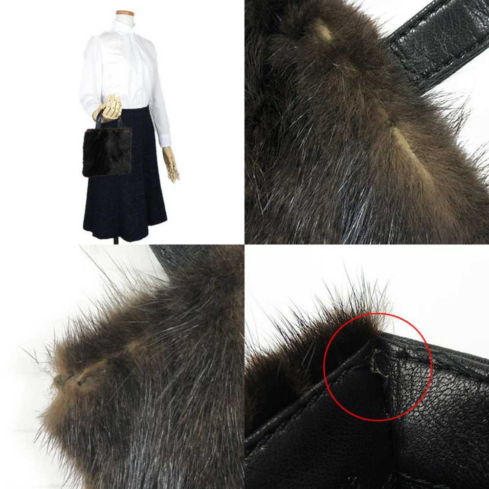 Loewe LOEWE nappa leather mink fur handbag black … - image 7