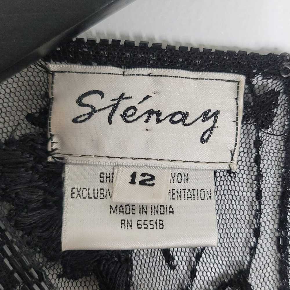 Vintage Stenay Gown Size 12 Black Dress Beaded Ov… - image 5
