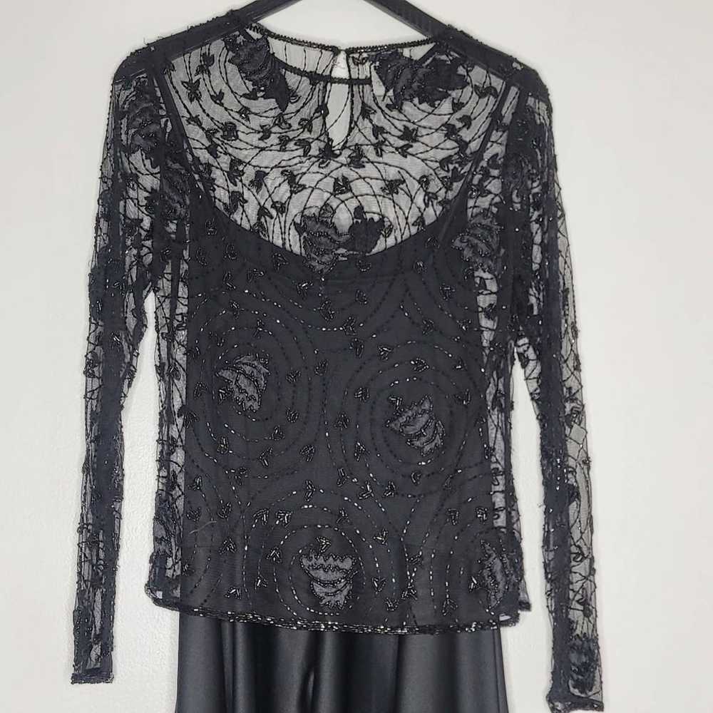 Vintage Stenay Gown Size 12 Black Dress Beaded Ov… - image 7