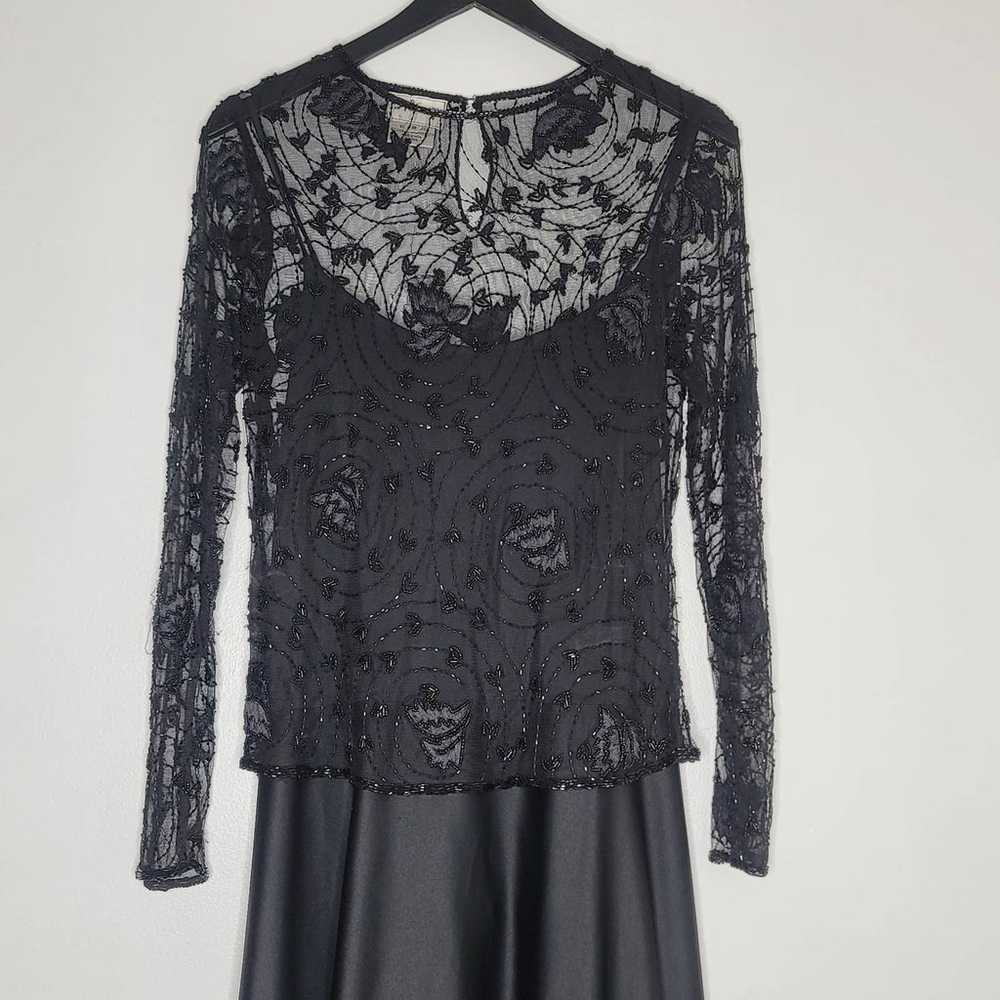 Vintage Stenay Gown Size 12 Black Dress Beaded Ov… - image 8