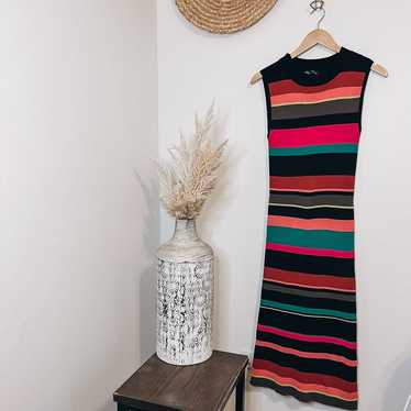 New York & Company Rainbow Boho Striped Knit Body… - image 1