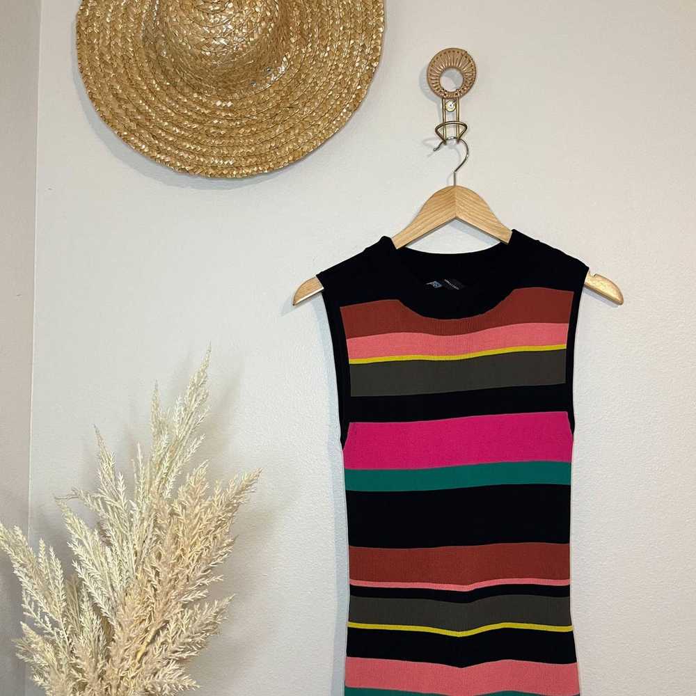 New York & Company Rainbow Boho Striped Knit Body… - image 2