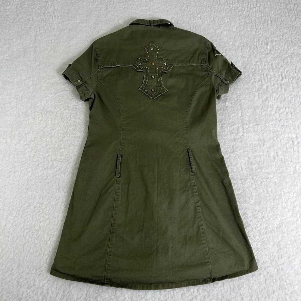 Y2K Green Grunge Army Dress with Cross - image 4