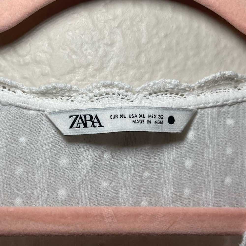 Zara | White Cotton Boho Baby Doll Embroidered Dr… - image 4