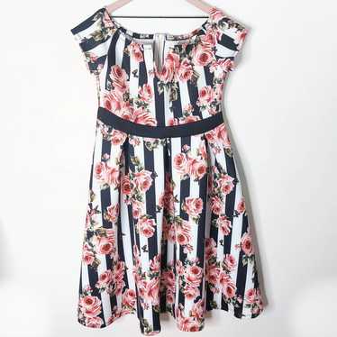 Lalagen NWT Rose Stripe Fit & Flare Scuba Dress XL - image 1