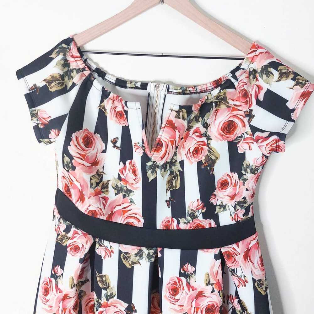 Lalagen NWT Rose Stripe Fit & Flare Scuba Dress XL - image 2