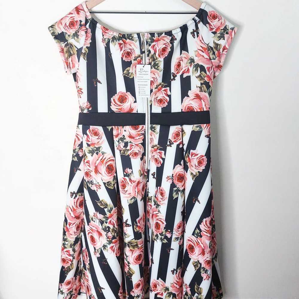 Lalagen NWT Rose Stripe Fit & Flare Scuba Dress XL - image 5